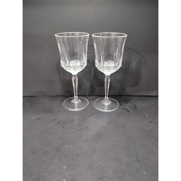 Cristal d'Arques Wine Glasses, 6.75" Longchamp , Vintage Glass Set of 2, Crystal - Picture 3 of 9